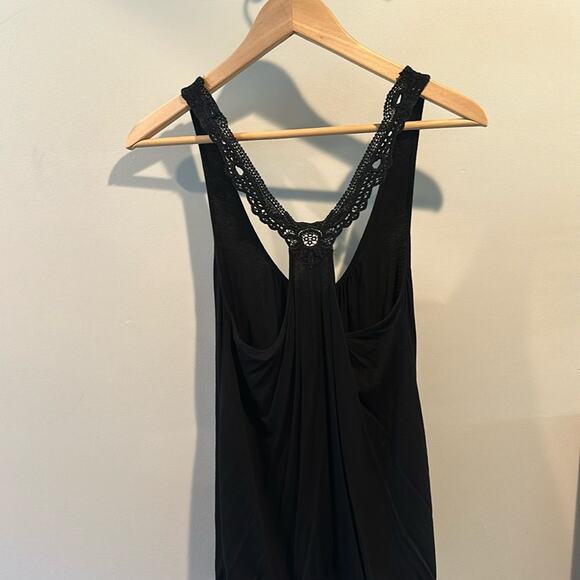 Guess Large Black Lace Crochet Back Boho Sleeveless Tank - Picture 7 of 9